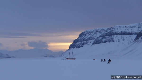 Riding snowmobiles - Tempelfjorden, Svalbard, Norway